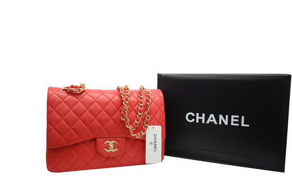 AAA Chanel Jumbo Double Flaps Bag Red Original Lambskin Leather A36097 Gold Online